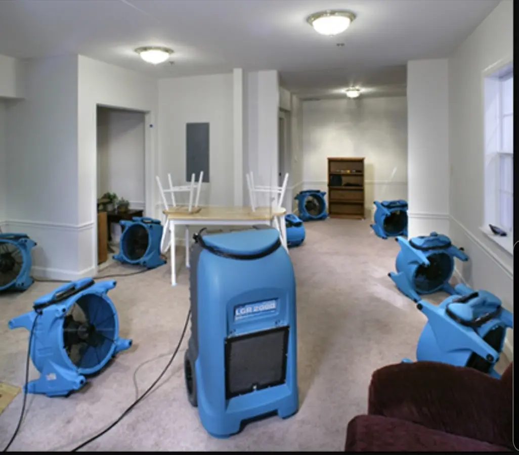 Air movers and dehumidifier setup for Water Extraction & Removal in California City